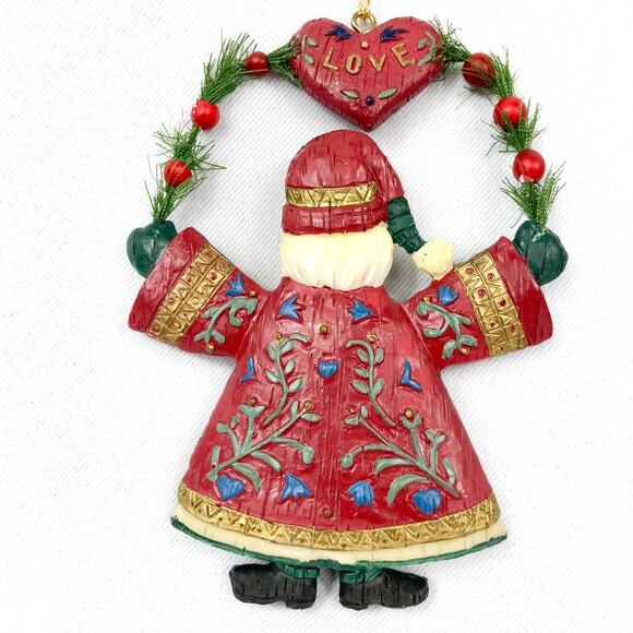 Santa Pair of Ornaments in Traditional Slavik Dress Resin ornaments with loops - Picture 4 of 8